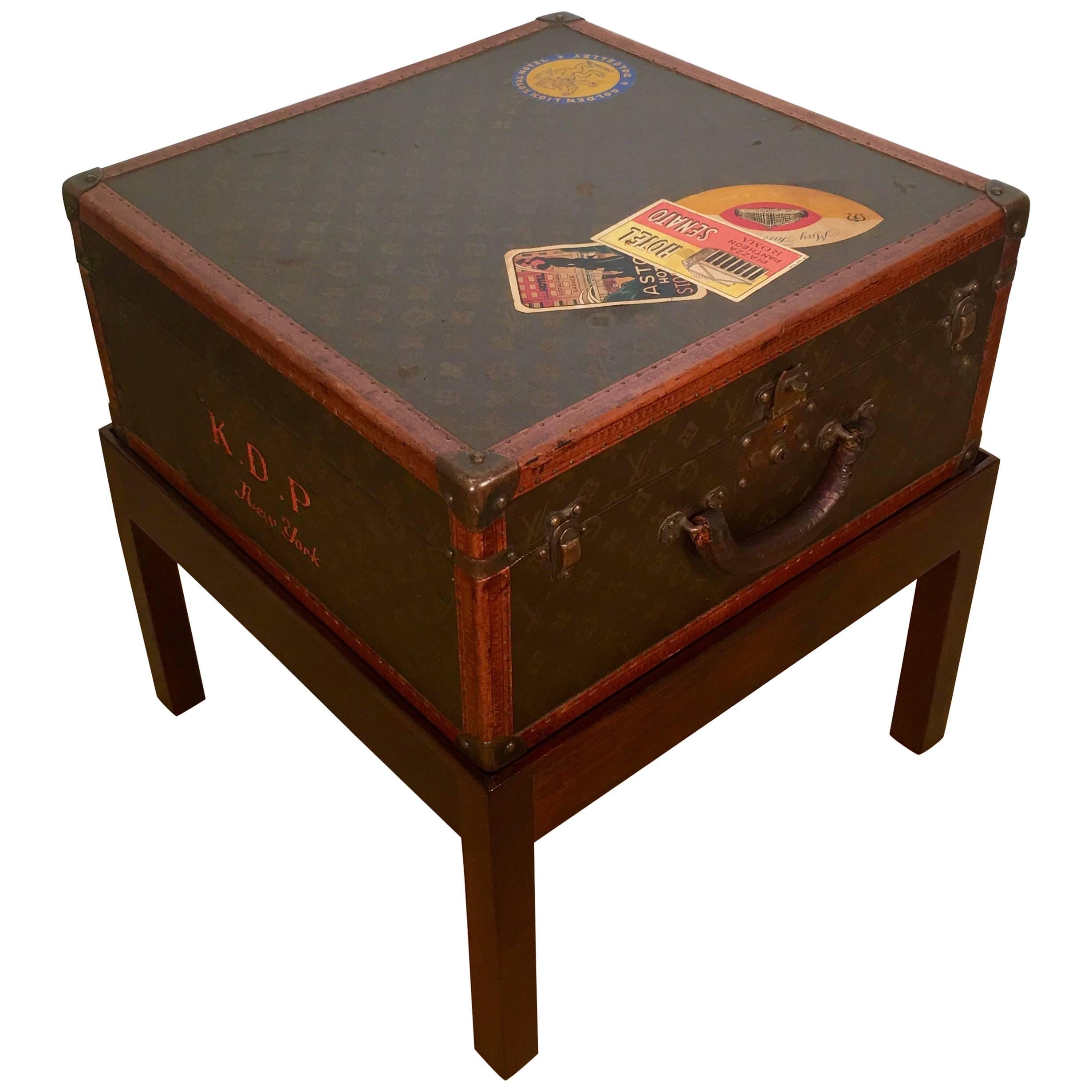 Louis Vuitton Steamer Trunk on Stand, Unusual Square Shape