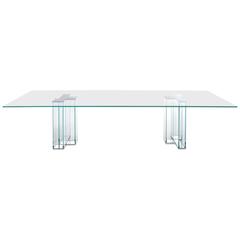 Gallotti and Radice Ever Table in Extra Light Glass with Chromed Parts