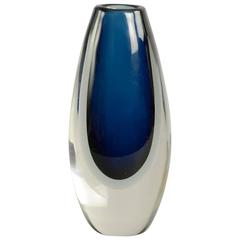 Sommerso Vase in Blue and Clear Glass, 1950s by Vicke Lindstrand for Kosta 12
