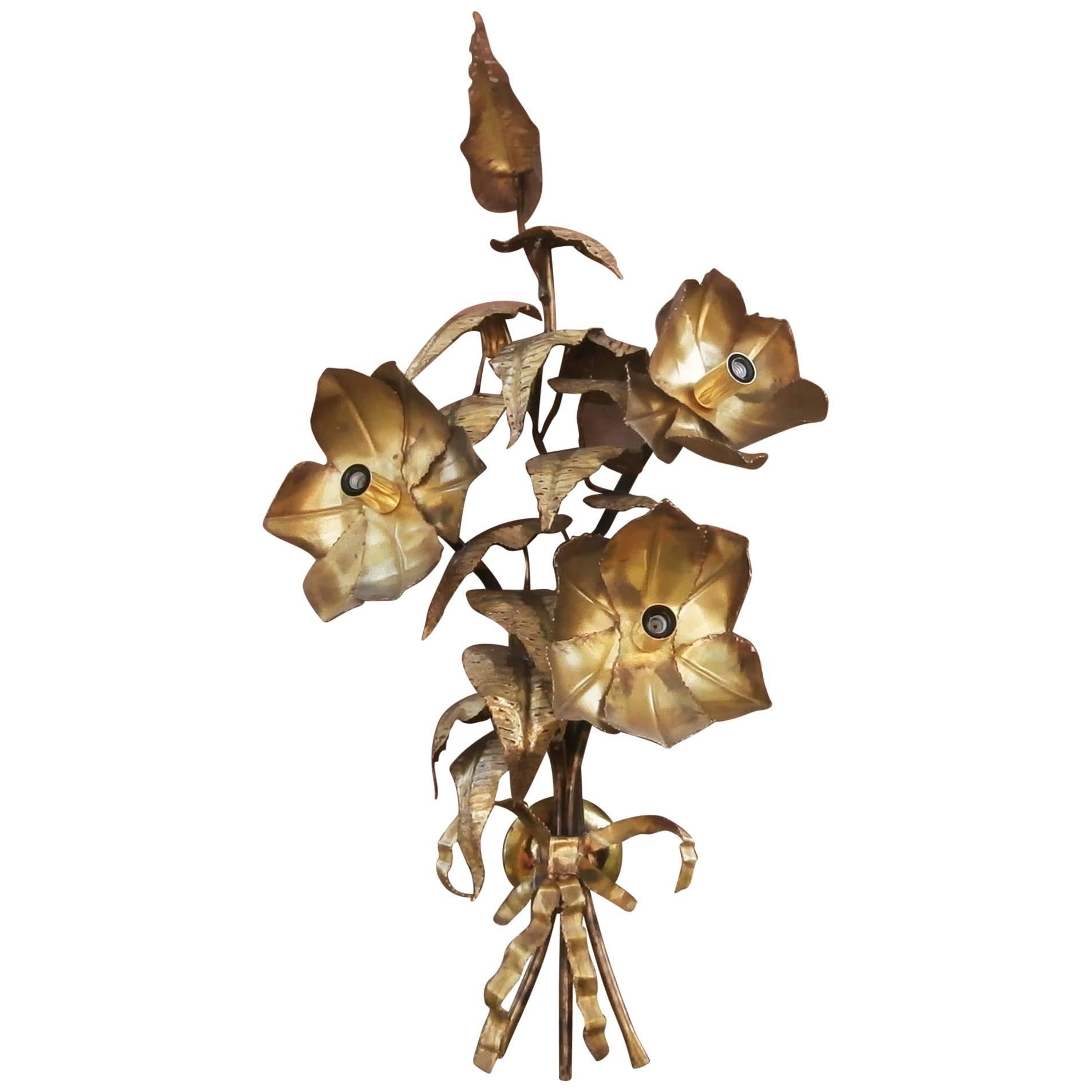 Modernist Flowers Metal Sconce, circa 1960 For Sale