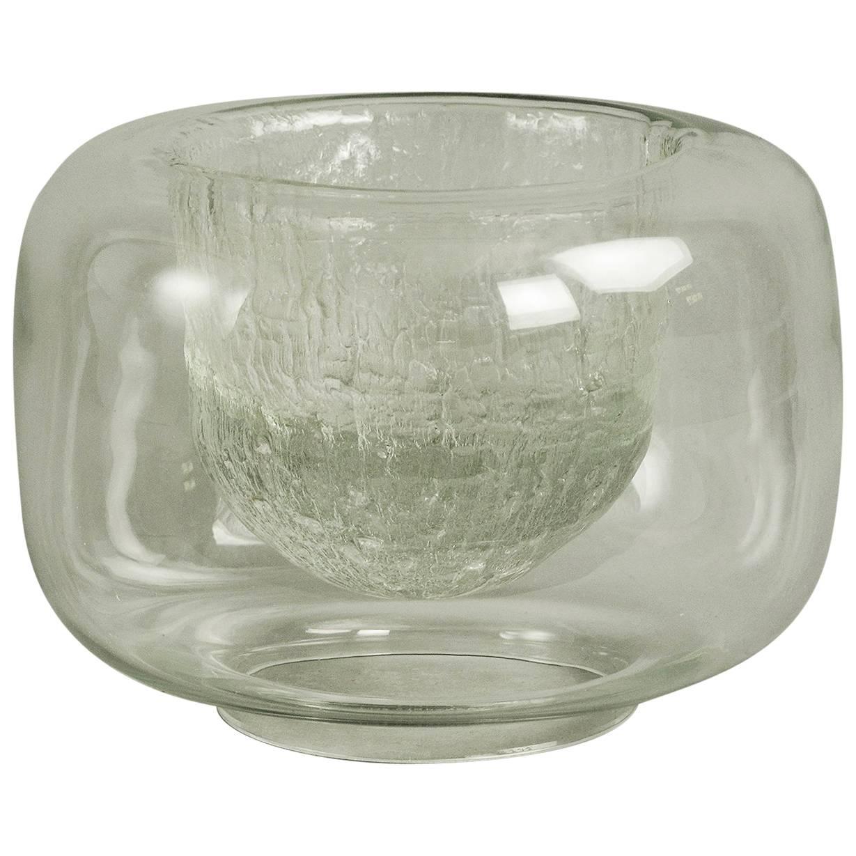 Double Walled Glass Vase by Timo Sarpaneva for Iittala, Finland For Sale