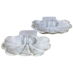 Pair of Antique Marble Shell Basins, France, 19th Century 9
