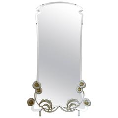 Art Nouveau Mirror with Carved Flowers, France, Early 20th Century 4
