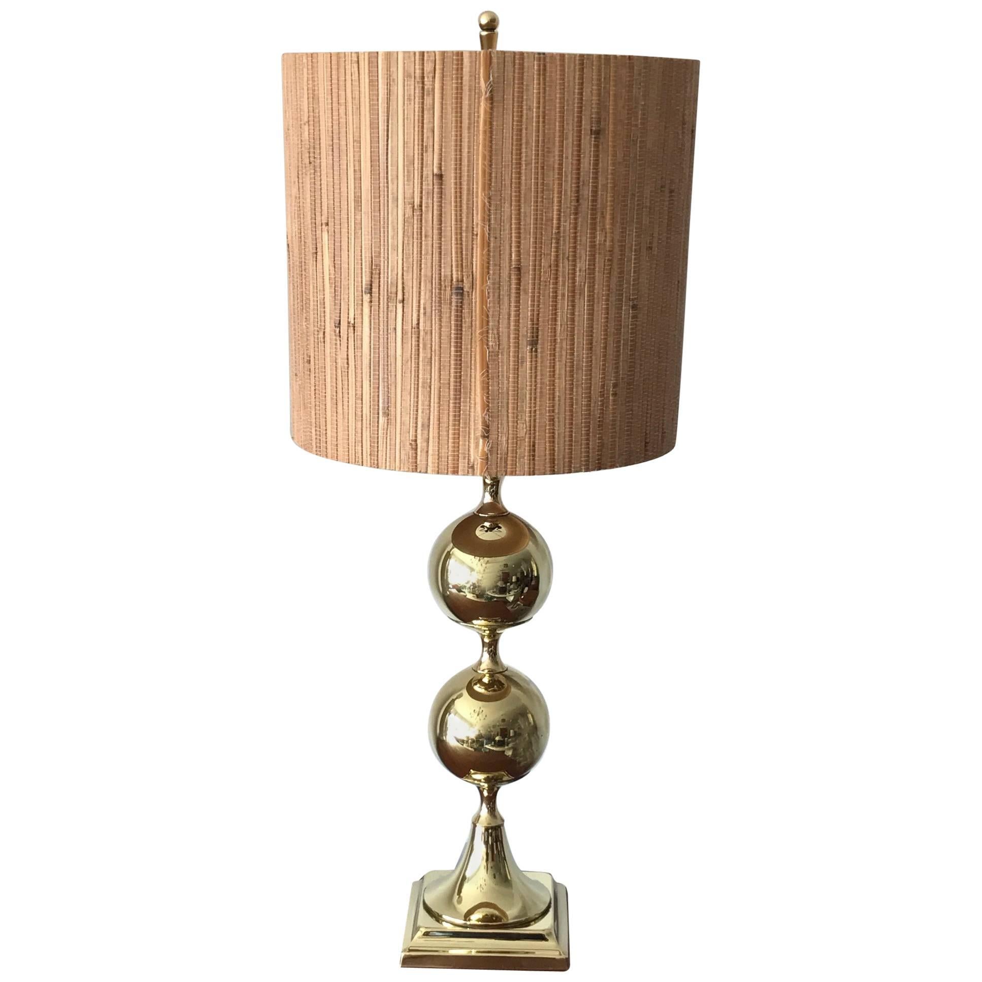 Unusual Polished Brass Lamp by Tower Craftsman