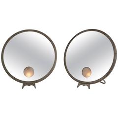 Pair of French Illuminated Vanity Mirrors by Brot