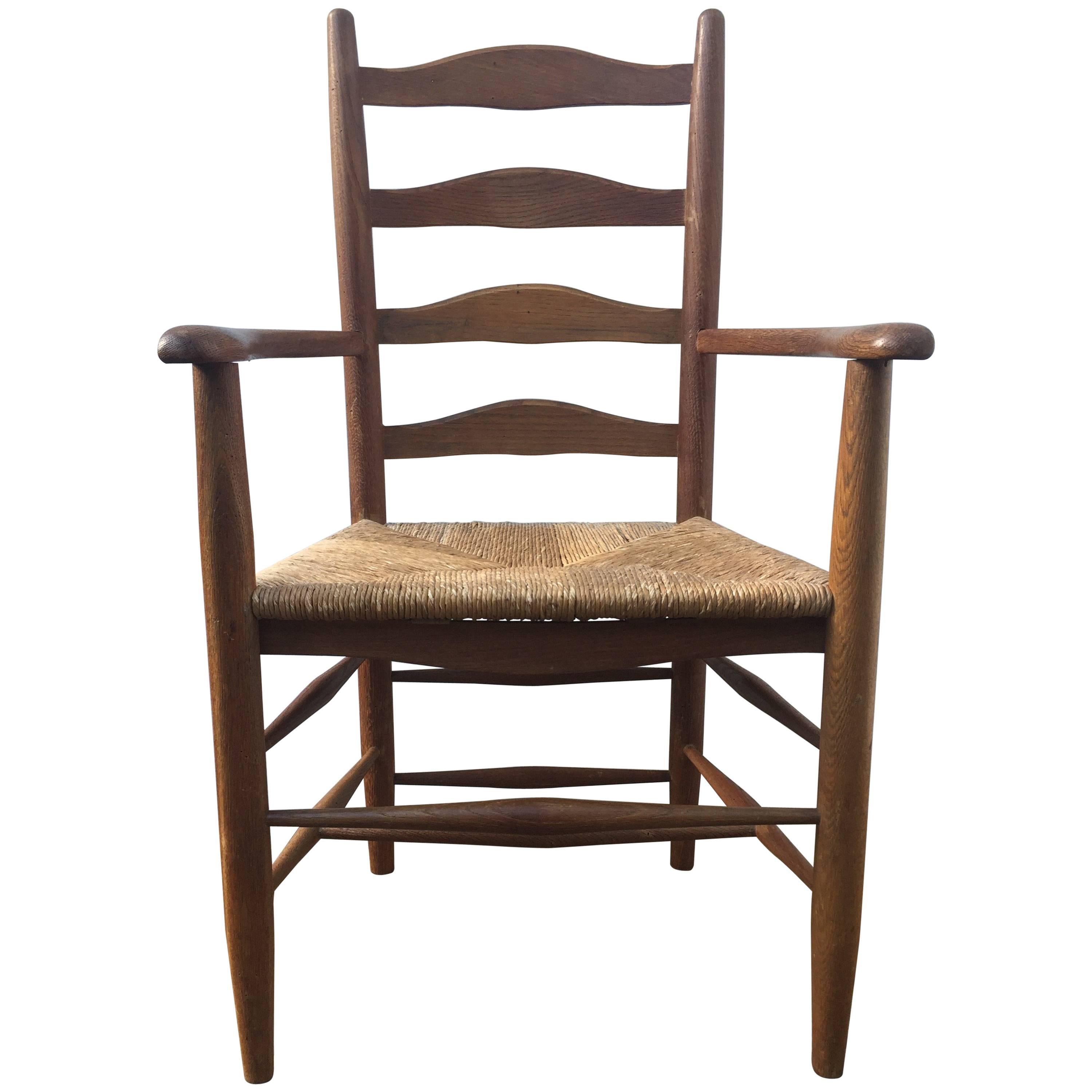 Ernest Gimson Oak Arts & Crafts Cotswold School Ladderback Rushed Chair