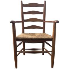Ernest Gimson Oak Arts & Crafts Cotswold School Ladderback Rushed Chair 3