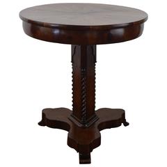 Italian Gothic Revival Carved Mahogany and Inlaid Center Table, Mid-19th Century
