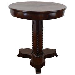 Italian Gothic Revival Carved Mahogany and Inlaid Center Table, Mid-19th Century 1