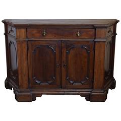 Italian Baroque Style Walnut Scantonata Credenza, Paneled Doors, 19th Century