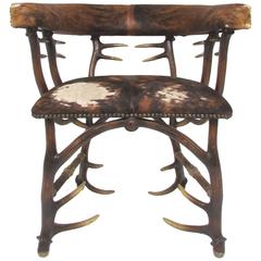 Faux Antler and Cowhide Occasional Armchair