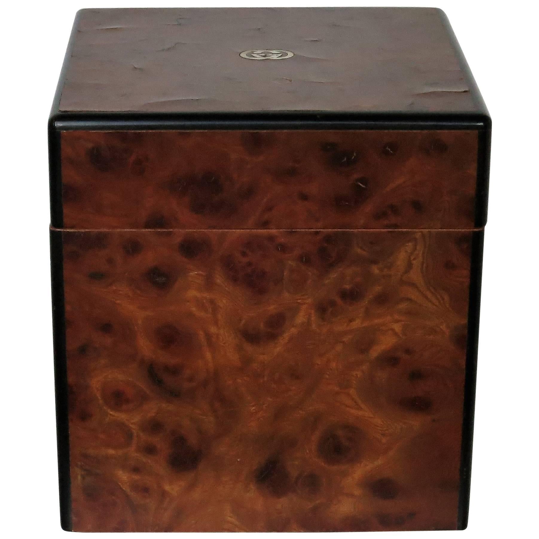 Vintage Gucci Ice Bucket 1980s Burl Wood For Sale