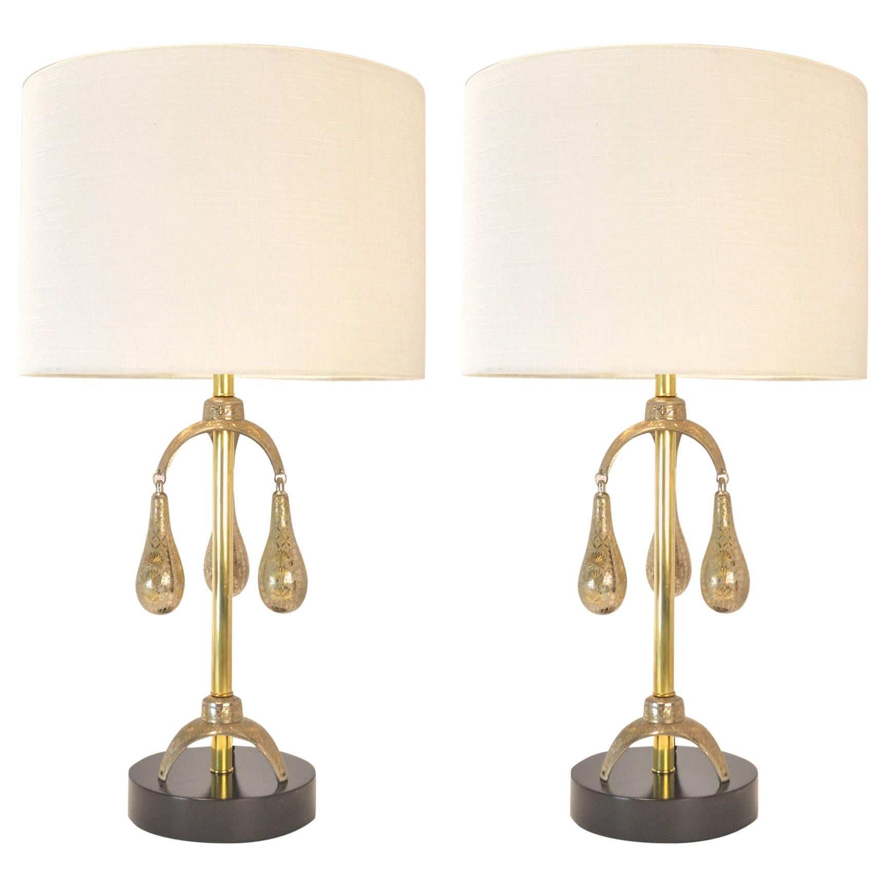 Indische Mid-Century-Modern-Lampen, Paar