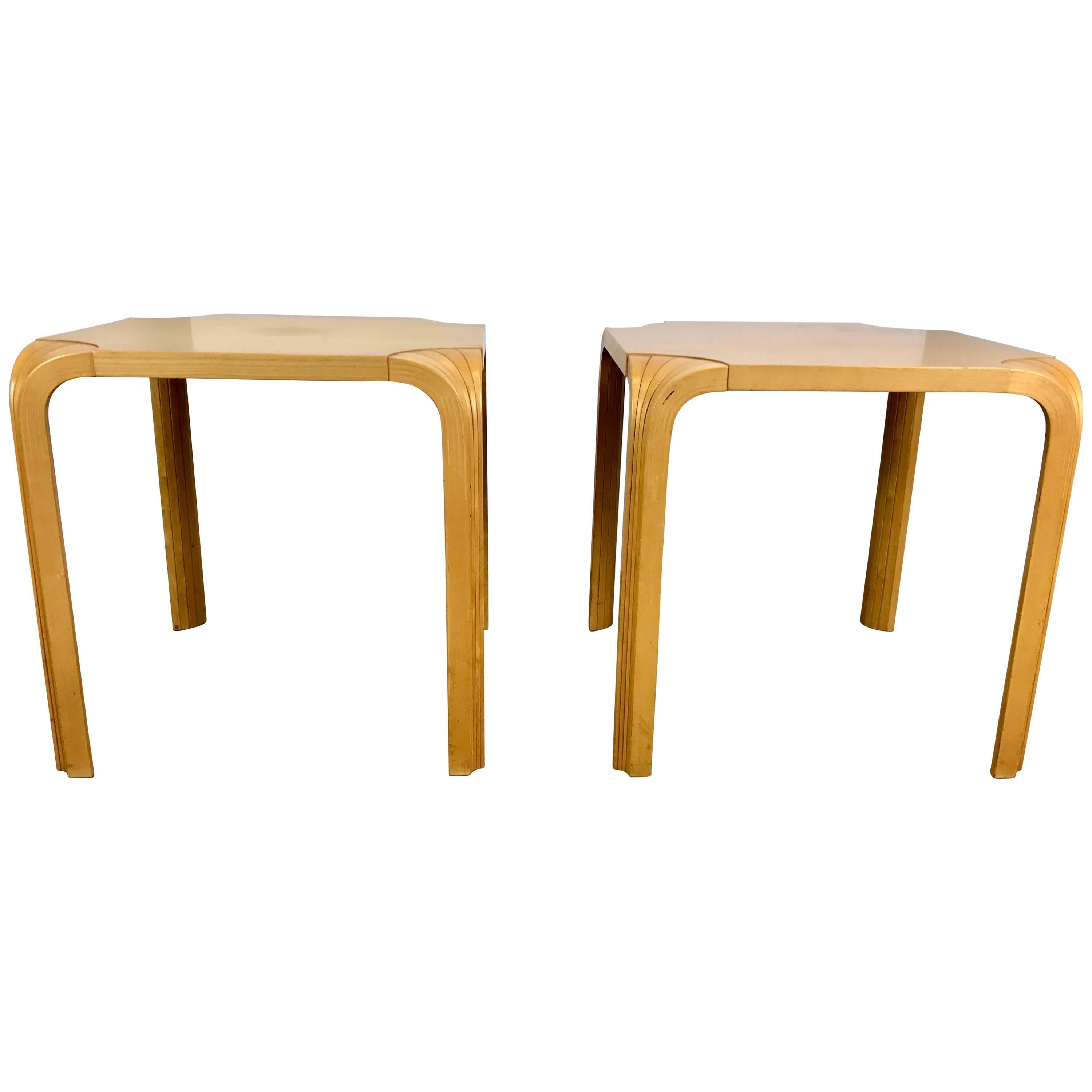 Pair of Vintage Fan Leg Stools or Tables by Alvar Aalto for Artek