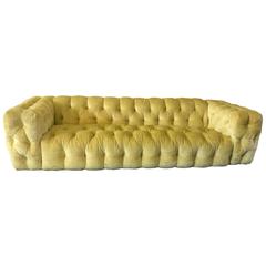 Stunning Velvet Button Tufted Sofa Designed by Milo Baughman for Thayer Coggin