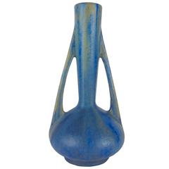 Antique Early 20th Century French Pierrefonds Stoneware Vase with Blue Crystalline Glaze
