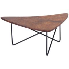 Mid-Century Modern Solid Burl Wood Side Table