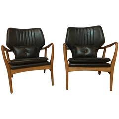Pair of Danish Mid-Century Modern Style Leather Armchairs 2