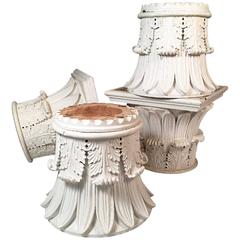 Two Pairs of Carved and Painted Wood Neoclassical Column Capitals 5