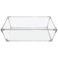 Vintage Lucite Chrome and Glass Console Table Attributed to Charles Hollis Jones