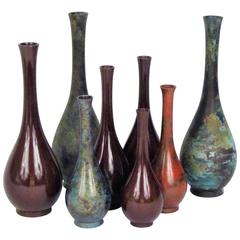 Eight-Piece Collection of Japanese Bronze Vases 6