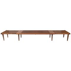 Mid-Century Slat Wood Bench or Coffee Table, Adjustable Length