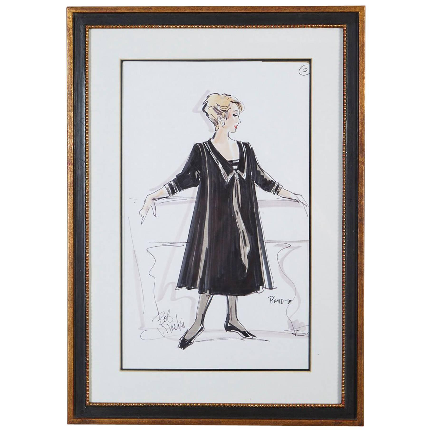Signed Bob Mackie Fashion Drawing #1 for Rosemary Clooney from the Estate of RC