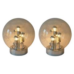 Pair of Large Handblown Bubble Glass Doria Table Lamps, 1970 5