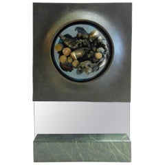 Vintage Abstract Bronze, Glass and Marble Sculpture by Dean Meeker