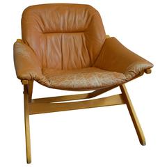 Lounge Chair of Leather with Maple Frame from Mobel of Sweden, circa 1960s