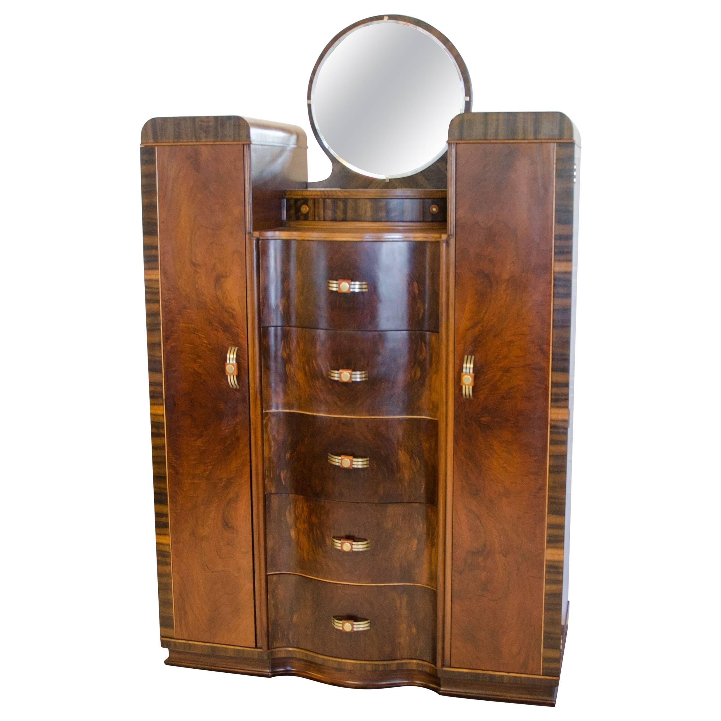 Art Deco Walnut Dresser or Chifferobe