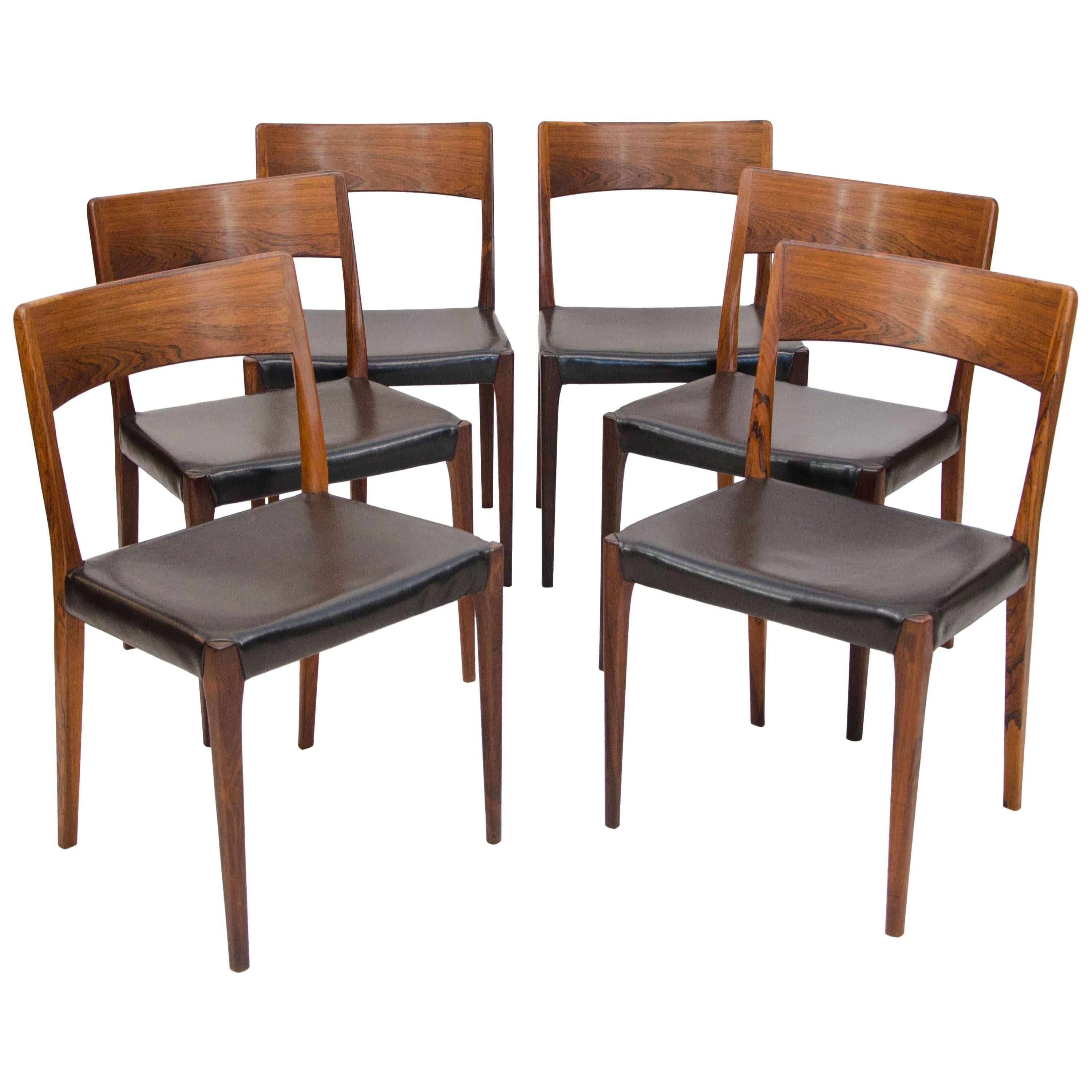 Set of Six Danish Rosewood Dining Chairs, Hornslet Møbelfabrik