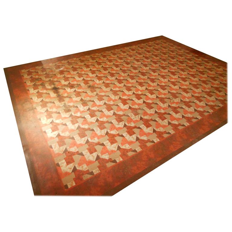 Linoleum Rug Carpet, circa 1940s; Three Available in Different Patterns