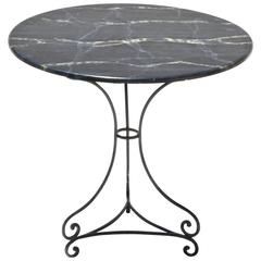 Vintage French Bistro Table with Faux Marble Top
