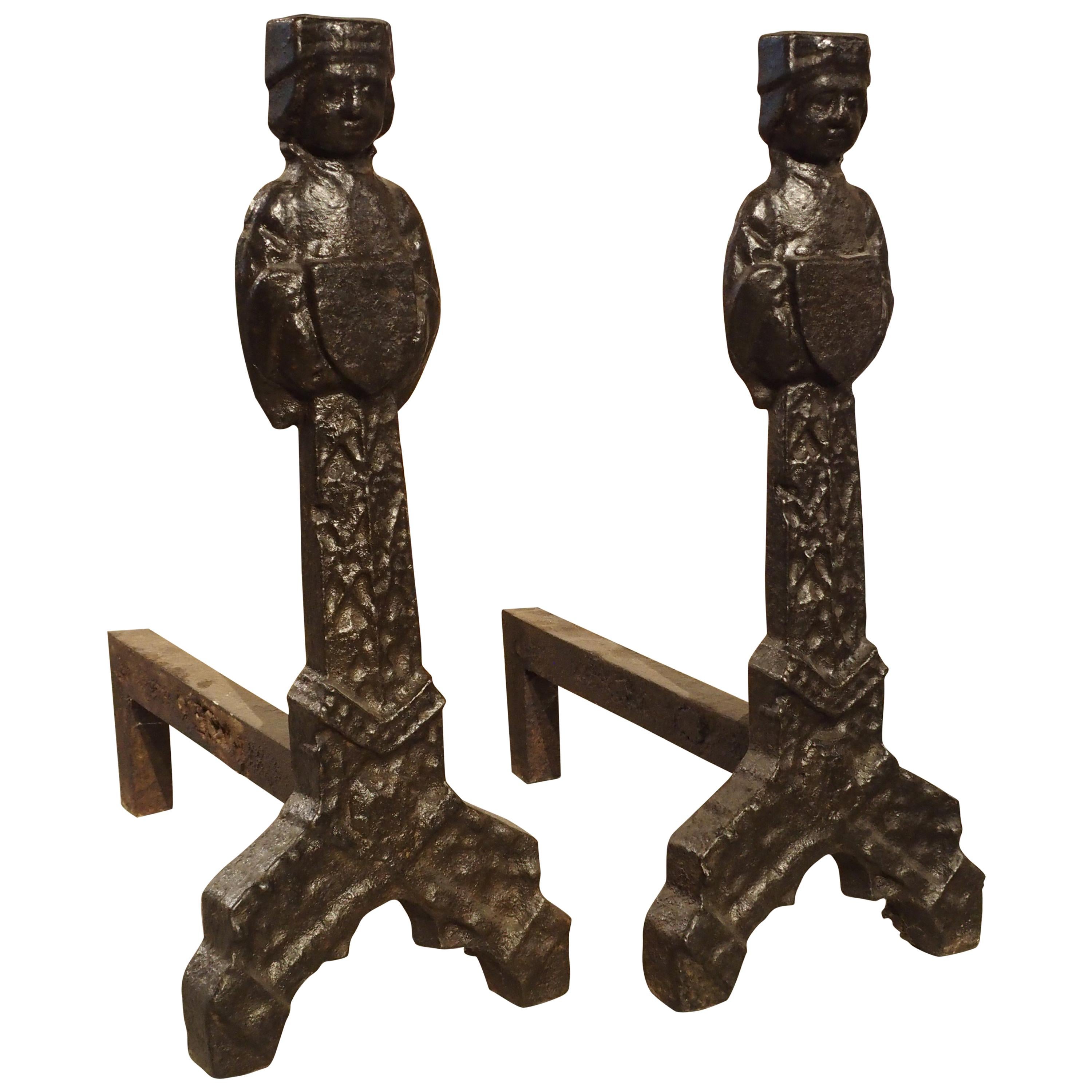 Pair of Period Gothic Andirons from France, 15th Century
