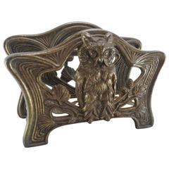 Antique Art Nouveau Owl Letter Napkin Holder by H. L. Judd Co