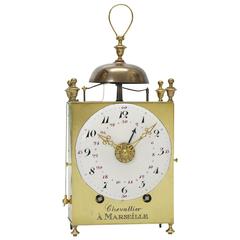 Antique Directoire-Period French Capucine Travelling Clock with Calendar and Alarm