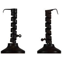 Pair of 18th Century Adjustable Spiral Candlesticks