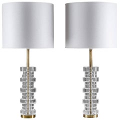 Pair of Large Swedish Table Lamps by Carl Fagerlund for Orrefors