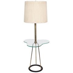 Floor Lamp with Trefoil Glass Table, American, 1950s 4