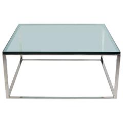 Square Chrome Box Frame Coffee Table, American, 1970s 4