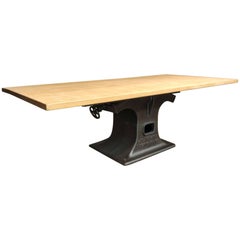Industrial Dining Table Guillet and Fils France Cat Iron and Oak 9