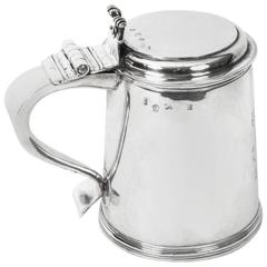 Antique English William & Mary Sterling Silver Lidded Tankard, 1691