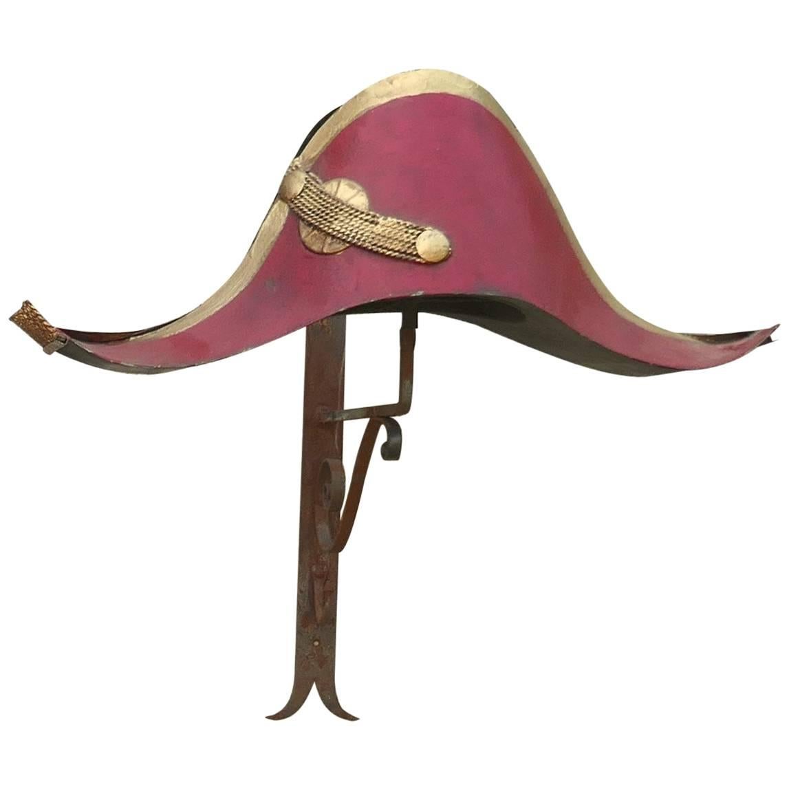 Very Rare Mid-19th Century French Bicorn Toleware Hat Shop Trade Sign