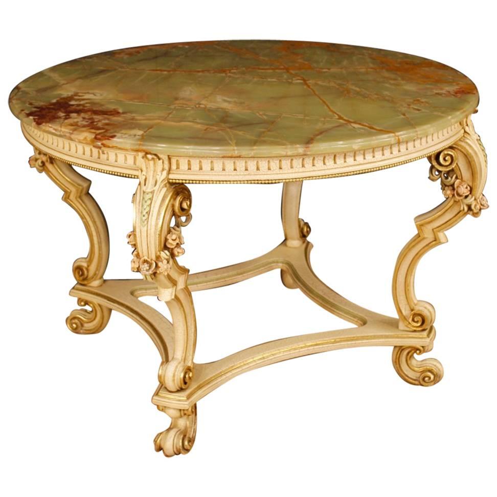 20th Century Italian Lacquered and Gilt Table in Louis XV Style