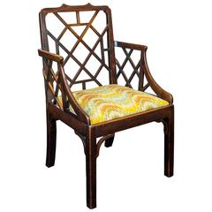 George III Chippendale Period Chinese Lattice Back Mahogany Armchair 11
