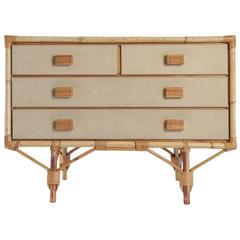 1950s, Rattan Chest of Drawers in the Taste of Louis Sognot