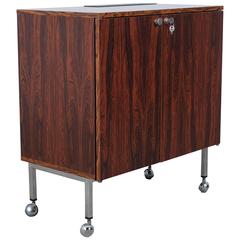 Vintage Danish Mid-Modern Rosewood Bar with Fridge