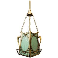 Art Nouveau Pendant with Green Opaline Glass, circa 1907 9