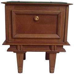 1940s Side Table or Nightstand Oak and Brass Decor 3
